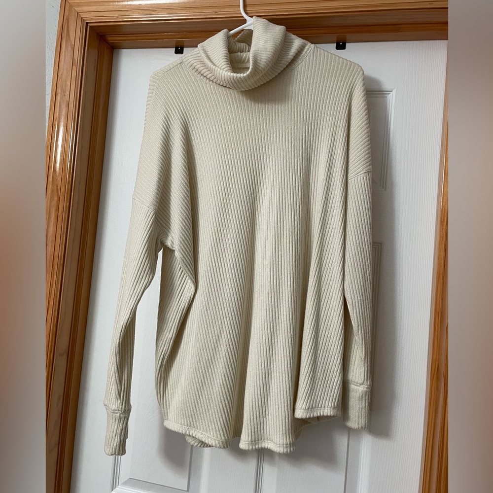 Beige American Eagle Cowl neck sweater